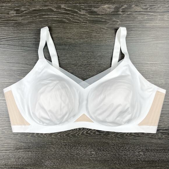 HONEYLOVE Crossover Mesh Liftwear Seamless Bra Astral White 3X Plus Size 44DD - Picture 1 of 9
